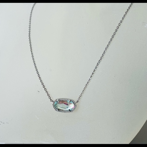 Kendra Scott Elisa Dichroic Glass pendant necklace in silver color - Picture 1 of 6